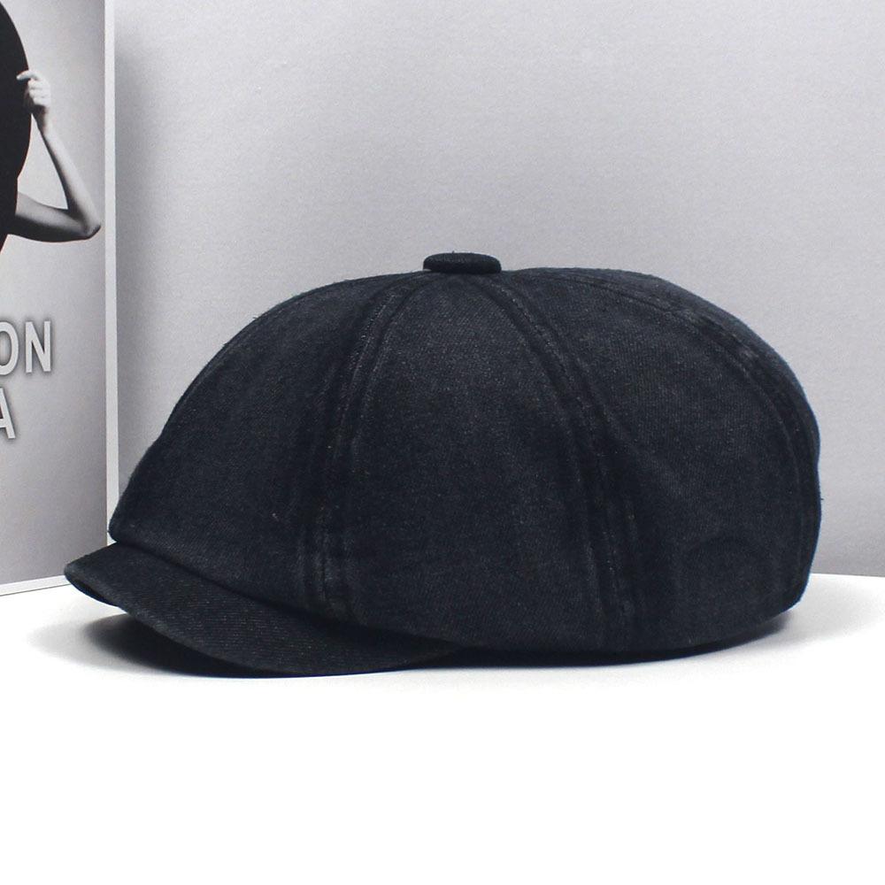 Мужская ретро-кепка из вымытого денима, мужская и женская хлопковая восьмиугольная шляпа с загнутыми полями