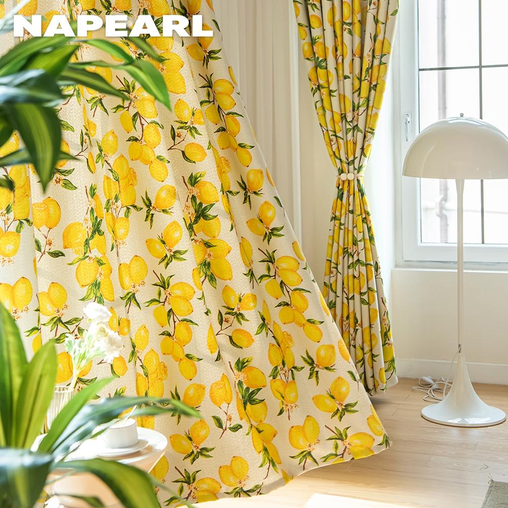 1 шт. NAPEARL 70-80% затемняющие шторы с принтом лимона, занавески для залива, балкона, спальни, гостиной, оконные шторы, украшение дома