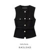 Kaslead New Arrival Women's Clothing Fashion Style Fashion Metal Clasp with Belt Texture Vest 2132904