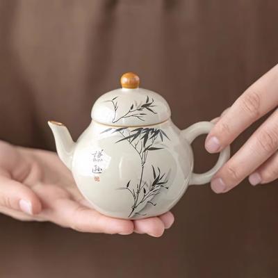 Растительная зола, Тушь, Бамбуковая крышка Эркай, Пиала, Чайная чашка, Керамическая бытовая посуда для одного человека, Защищающий от ожогов заварник для чая Кунг-фу, Чайный сервиз в национальном стиле