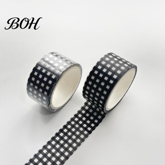 Black And White Plaid Tape Grid Washi Tape, Pattern Decorative Masking Hand-tearable for Arts, DIY Crafts, Journals, Planners, Scrapbooking,