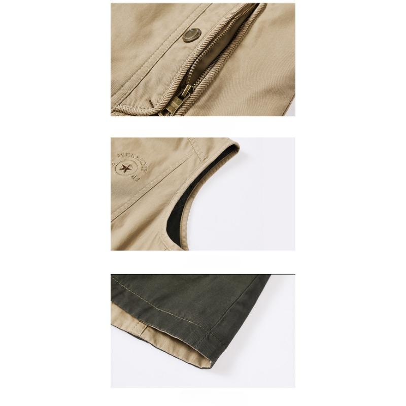 Casual Men's Waistcoat Photography Fishing Double-sided Standing Collar Cotton Coat Vest 2024 Winter New Loose Solid Coat