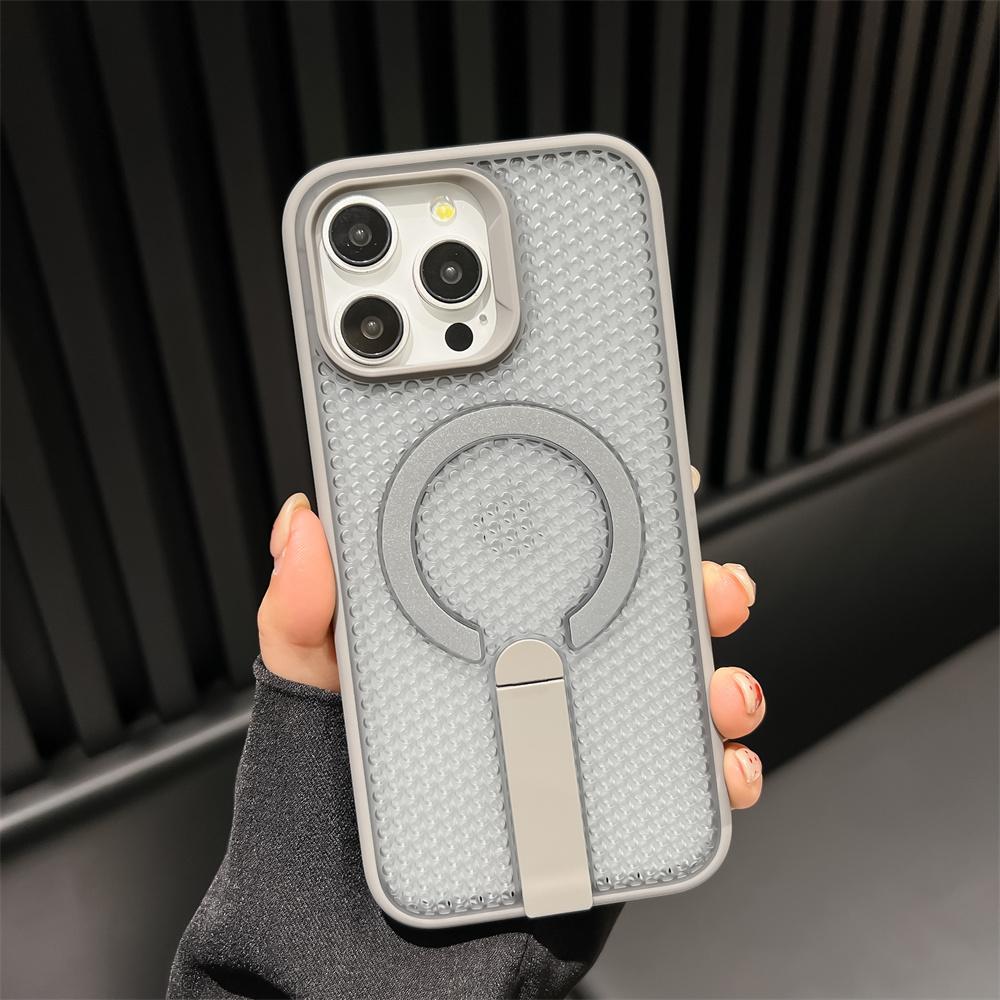 Heat Dissipation For Magsafe Magnetic Bracket Case For iPhone 17 Air 16 E 15 14 Plus 13 12 Pro Max 11 XR Breathable Stand Cover