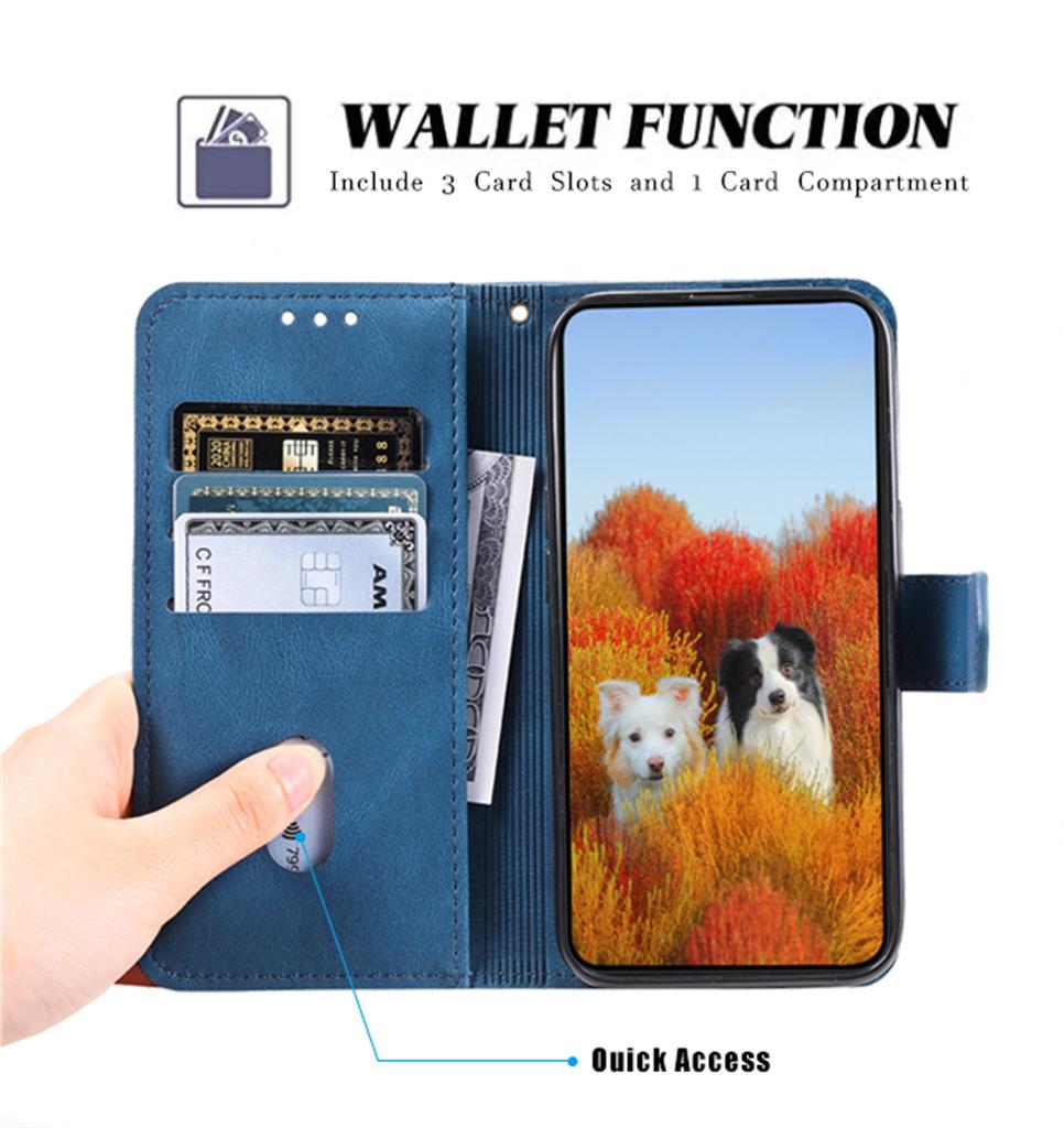For Oppo/Realme All Series Oppo A7,Reno5,A94,C21Y,A52,A72,Narzo 50A...Hand Rope Style Splicing Design PU Leather Flip Stand Wallet Phone Case