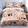 Cute Cow Milk Cartoon Pattern Bedding Duvet Cover Set  (1*Duvet Cover 2*Pillowcases, without duvet insert)
