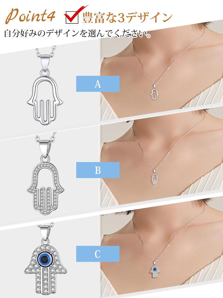 Ожерелье Хамса из серебра 925 пробы, кулон «Рука Фатимы», амулет, амулет, Ближний Восток [Suplight] для женщин