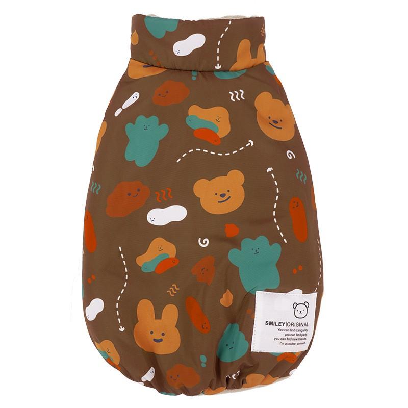 Cartoon Double-Sided Pet Vest Small Dogs Like Bichon Teddy - Winter Warm Sleeveless Coat In Navy Beige Brown