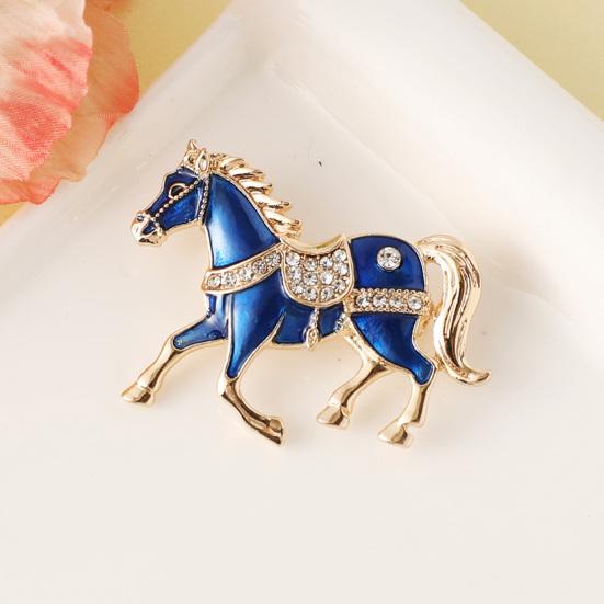 1/4Pcs Horse Brooch Alloy Enamel Pin with Rhinestones Inlaid Clothes Hats Bags Collar Badge Fashion Accessories