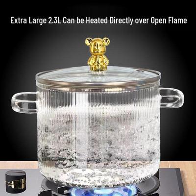 Маленький термостойкий горшок из боросиликатного стекла для молока, супа или лапши быстрого приготовления - подходит для открытого огня и электрических керамических плит.