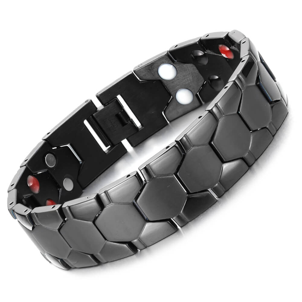 Magnetic Therapy Jewelry Men Adjustable Magnetic Bracelet Black Stainless Steel Homme Bracelet