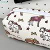 Cute Horse Print Pencil Case – Canvas Zipper Pouch For Stationery Cosmetics  Daily Essentials