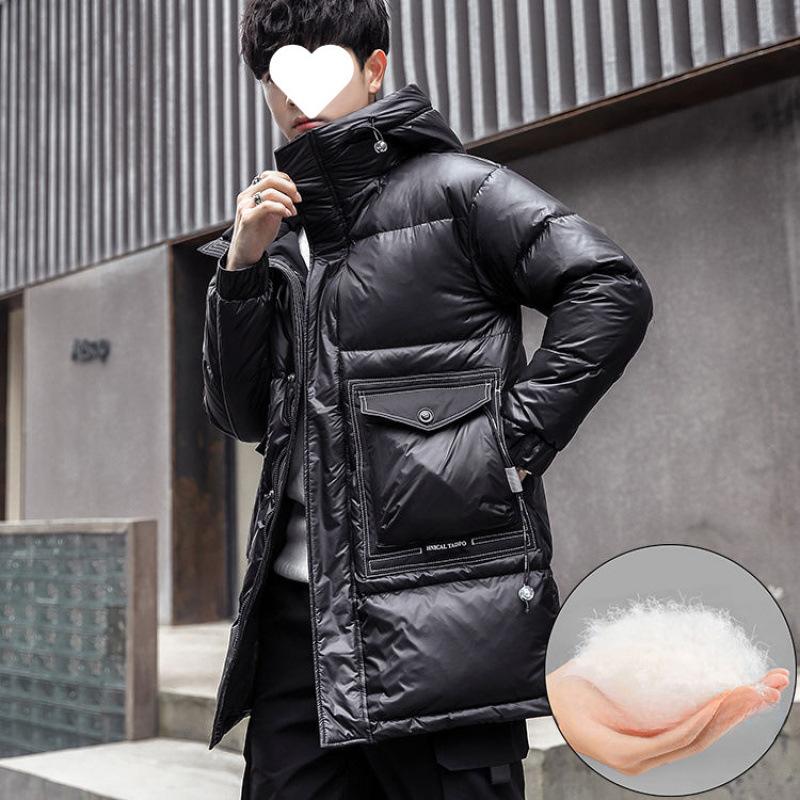Пуховик мужской средней длины утолщенный новый модный студенческий зимняя рабочая куртка