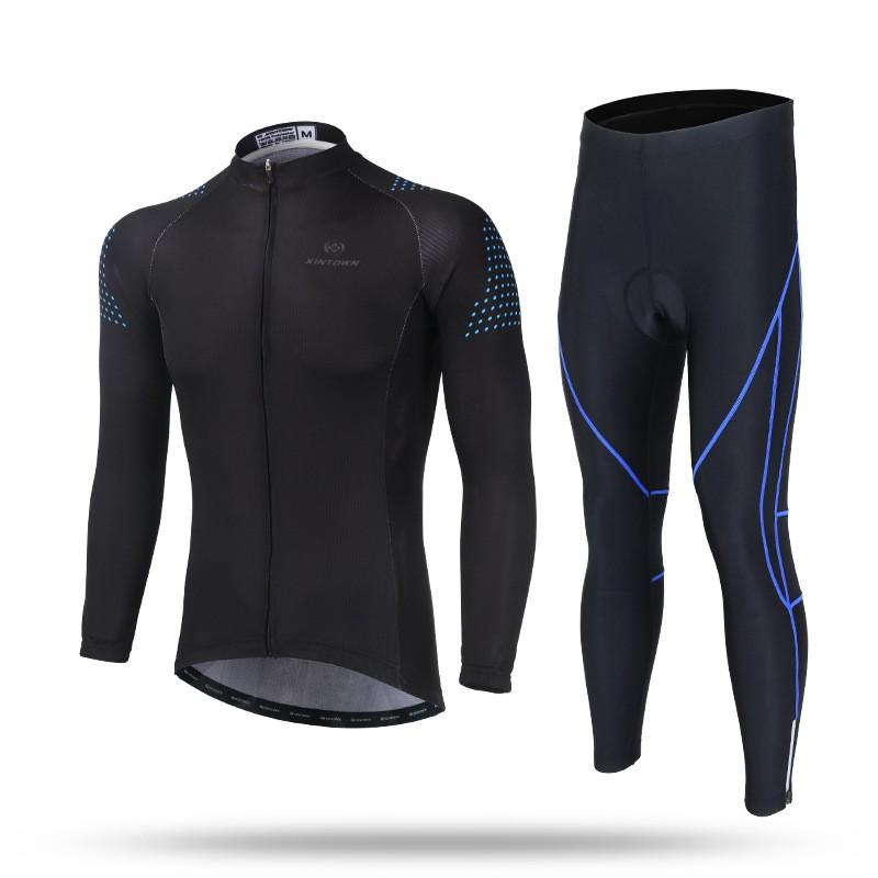 Mens Thermal Cycling Jersey Bib Pants Set Winter Long Sleeve Fleece Warm Bike Outfit Road Mountain