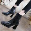 New Women Ankle Boots  New Winter Fashion Party High Heels Zipper Patent Leather Platform Short Booties Pumps Chelsea Boots