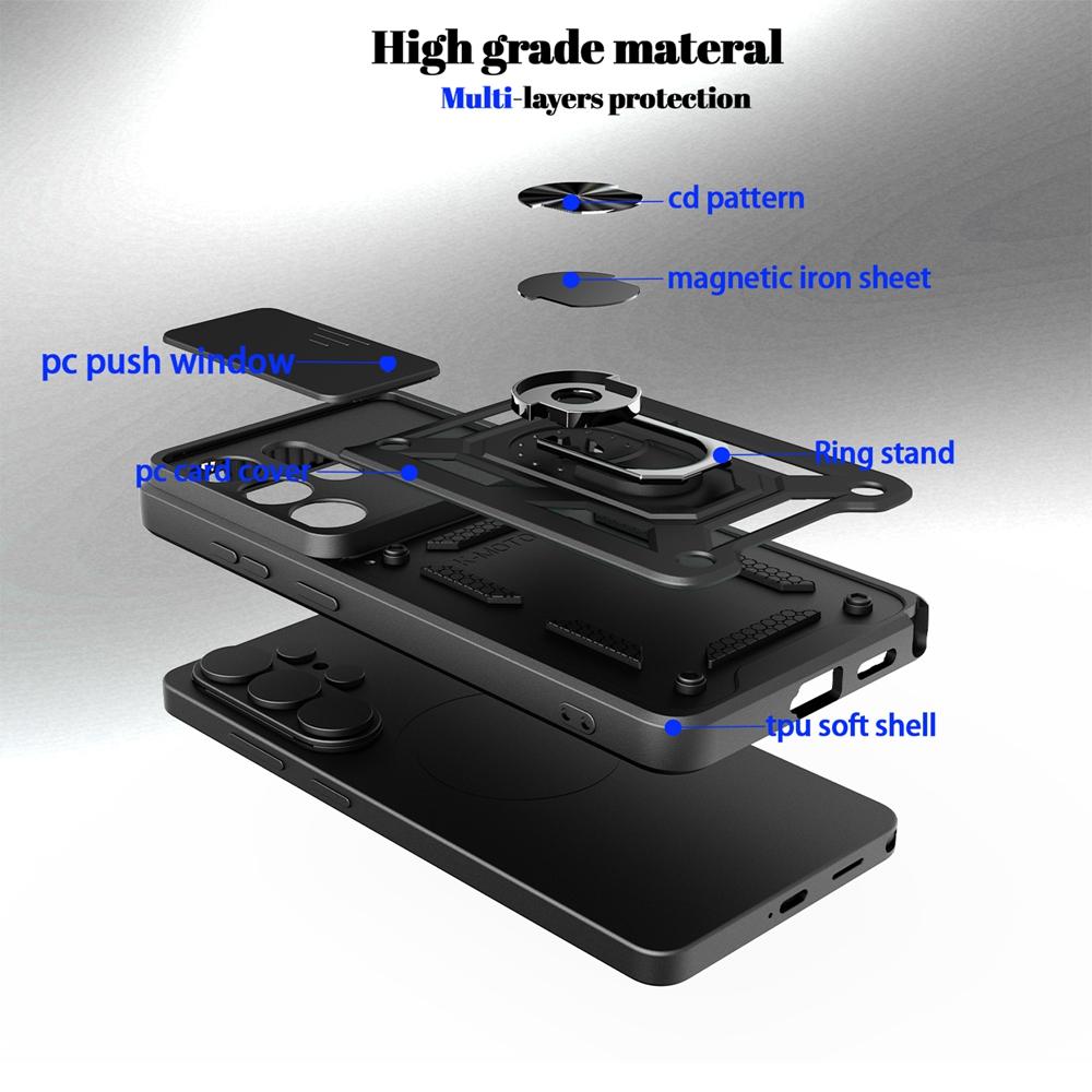 Для Samsung Galaxy S26 S25 S24 S23 Ultra Plus Противоударный Спортивный Чехол Автомобильный Магнитный Кольцо-Подставка Слайдер Защитная Крышка Объектива Камеры