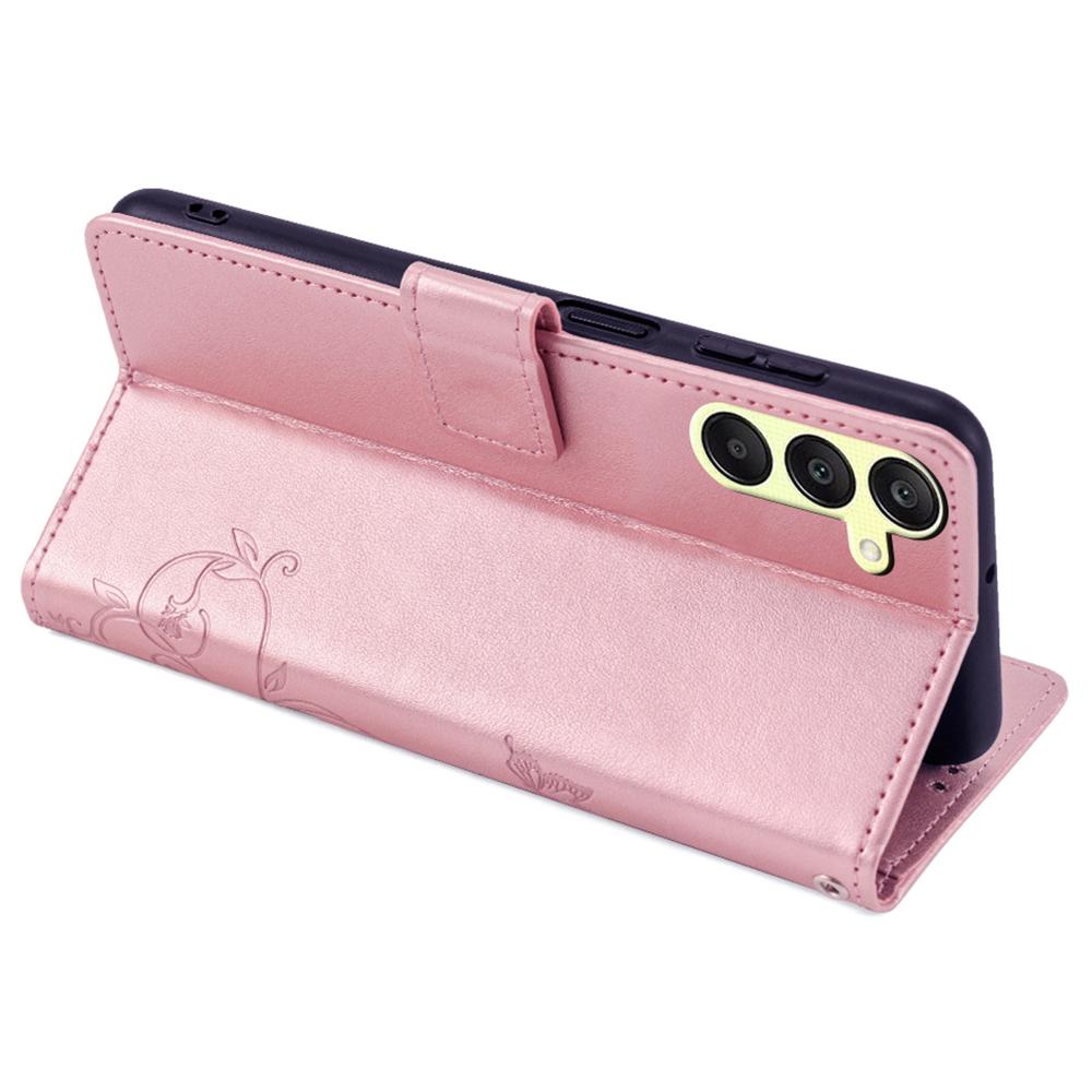 Для Samsung Galaxy A25 5G (Глобальный) (161,0 х 76,5 х 8,3 мм) Чехол Книжка из ПУ кожи с бабочкой и цветком