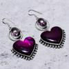 Natural Purple Labradorite, Amethyst 925 Sterling Silver Earring 2.76" h8N34