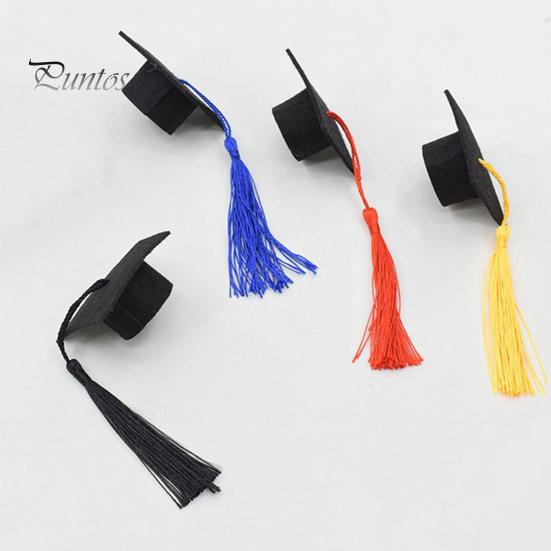 25Pcs Mini Graduation Caps Felt Small Doctor Hat with Golden Tassels Bottle Cover Cupcake Toppers Party Supplies