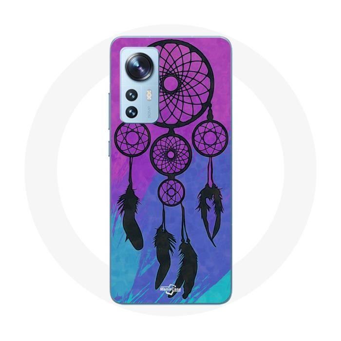 Coque pour Xiaomi Mi 12 / 12X Attrape Rêve Noir Fond Bleu et Violet