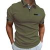 New Men's Short-Sleeved Casual Polo Shirt with Imitation Chest Pocket, Collar and Button-Front Business T-Shirt Top for Men