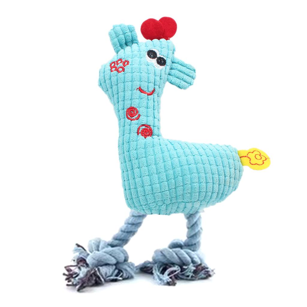 Dog Plush Toy Puppy Chewing Woven Rope Flannel Giraffe Shape Safe Cute for Pet Teeth Cleaning Sky