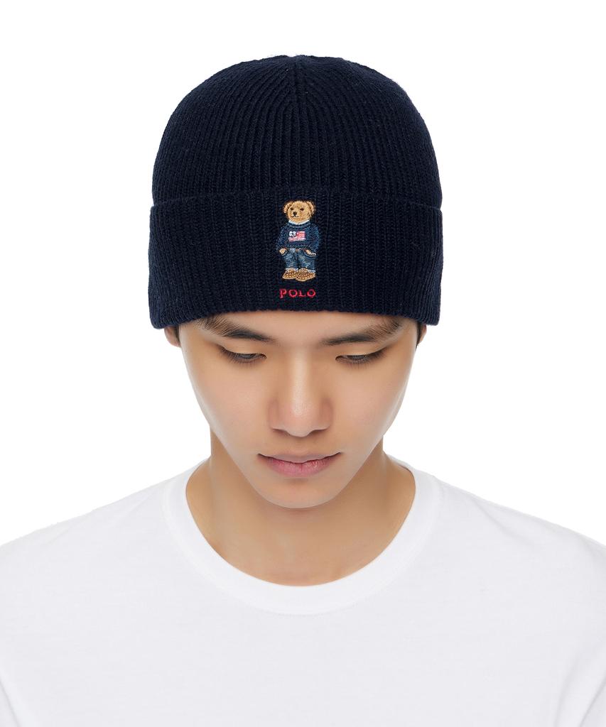 POLO RALPH LAUREN Шапка-бини из смесовой шерсти Polo - Темно-синий