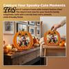 Indoor Holiday Table Decor Halloween Wooden Photo Frame, Pumpkin Ghost Cat Cutout Picture Autumn Tabletop Decoration Holder, Double-sided for