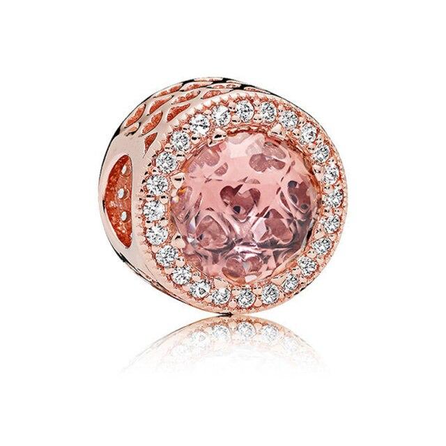 925 Sterling Silver Colorful Beads Transparent Shiny Row Clip Charm Fit Women Bracelet DIY Jewelry