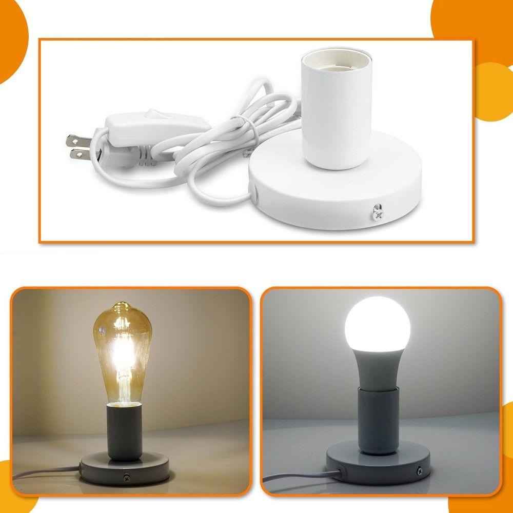 Simple E27/E26 Screw Desktop Lamp Base with Switch Universal Lamp Socket US Plug Light Base Home Lighting