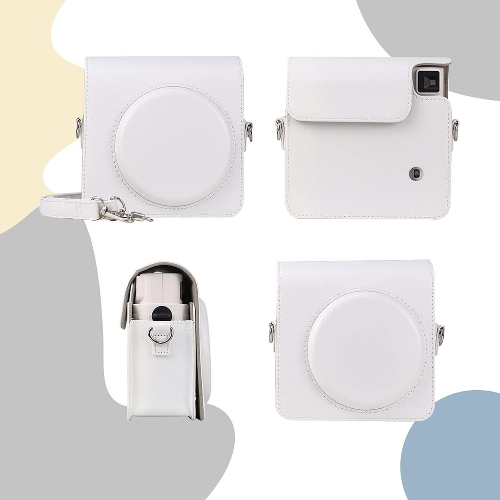 Сумка для камеры HIYQIN Instax FUJIFILM instax SQUARE SQ1, защитный чехол для камеры с плечевым ремнем, чехол из искусственной кожи, (белый)