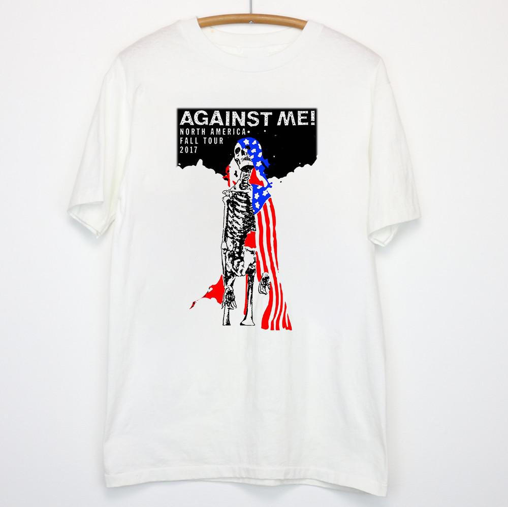 Against Me! Band Music Tour White Cotton Full Size Unisex T-Shirt