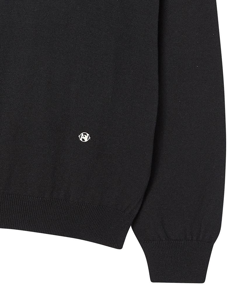 BEYOND CLOSET [Collection Line] Fine Wool Fit Collar Knit Black