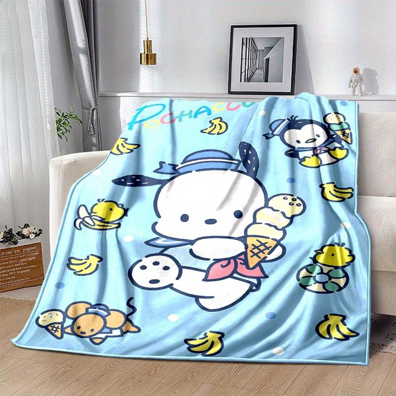 1pc, Sanrio Cute Pochacco Home Decor Blanket: Soft Flannel Throw for Bedroom, Living Room, Travel, Camping, Car, Beach & Office Naps, Perfect Gift for