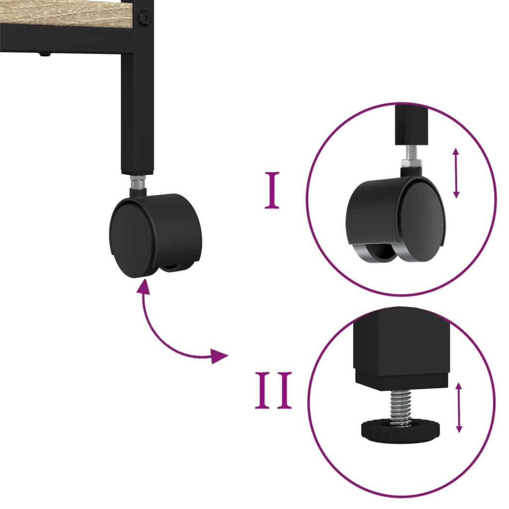 Printer Stand with 2 Shelves Sonoma Oak Finish 50 x 40 x 38 cm