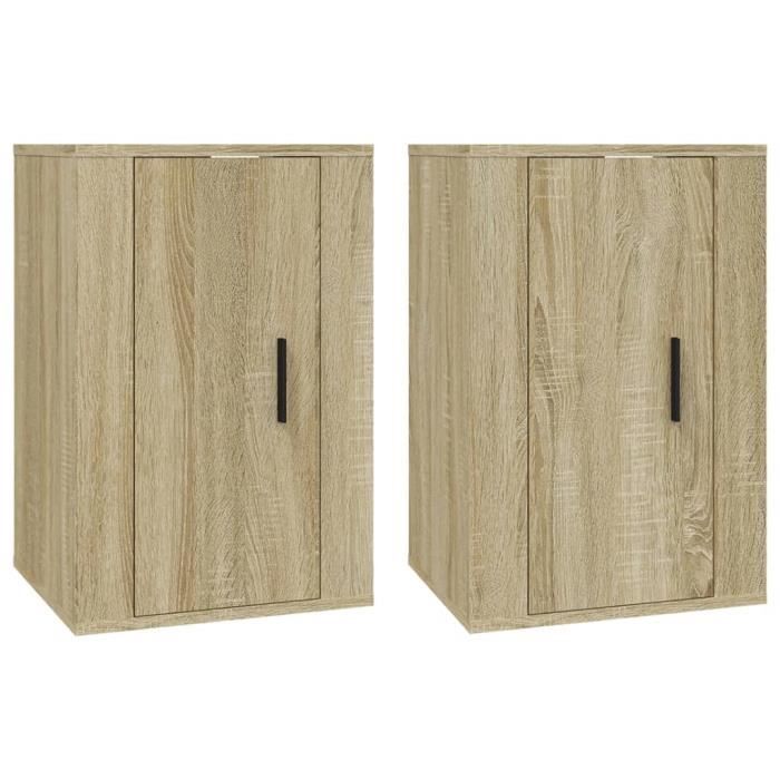 816663 vidaXL Meubles TV muraux 2 pcs Chêne sonoma 40x34,5x60 cm