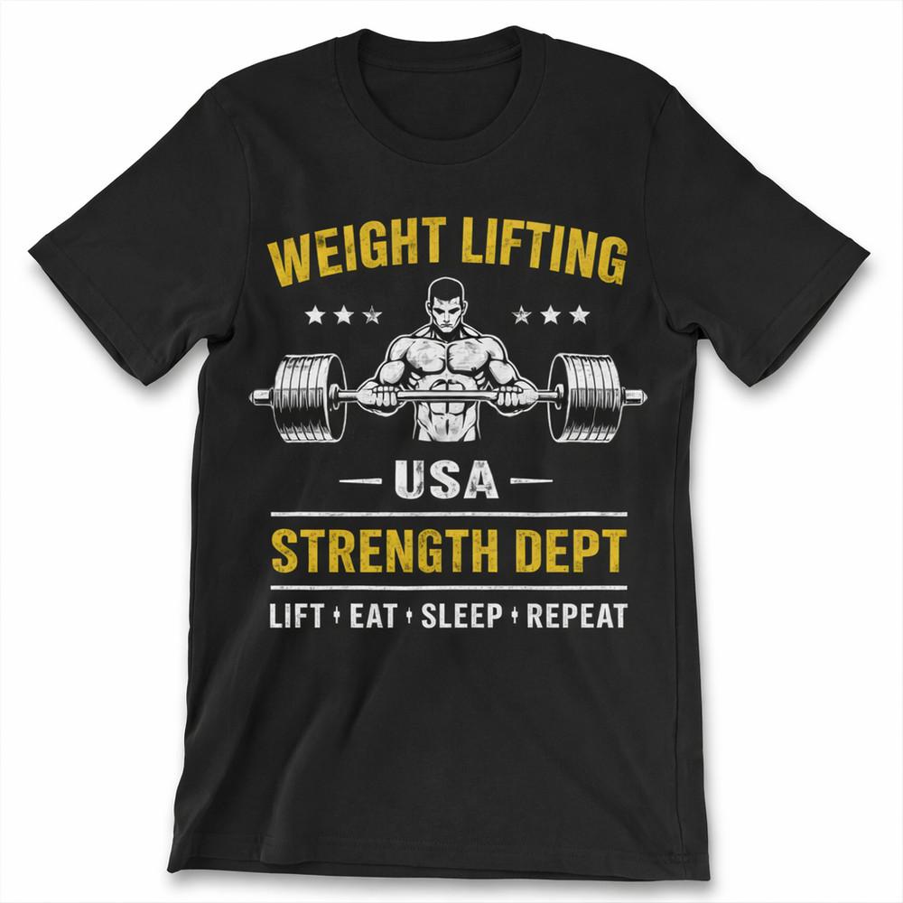 Т-shirt для тяжелой атлетики США Отдел силы Поднимай Ешь Спи Повторяй