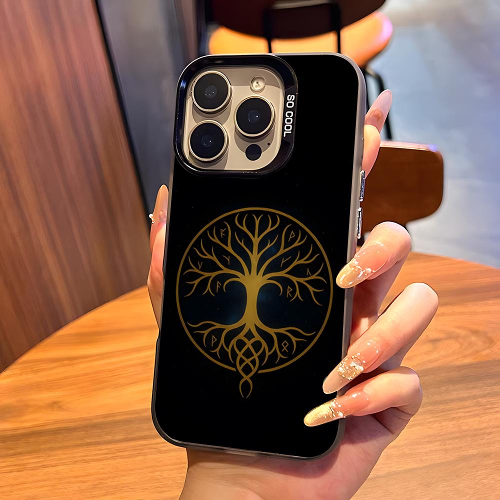 World Life Tree Phone Case For IPhone17 Air 16 15 14 Plus 13 12 11 Pro 7 8 XS Max XR Silver Black Bumper Case