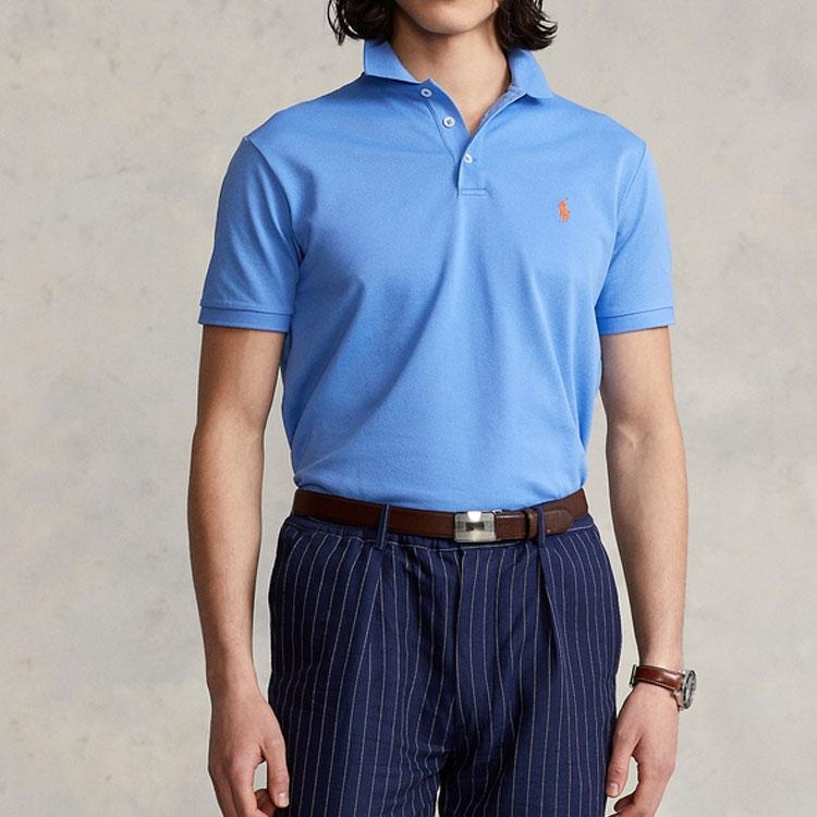 Polo Ralph Lauren SS22 Solid Micro Logo Slim Fit Short Sleeve Polo Shirt Men Tops Blue MNPOKNI1N821662-400