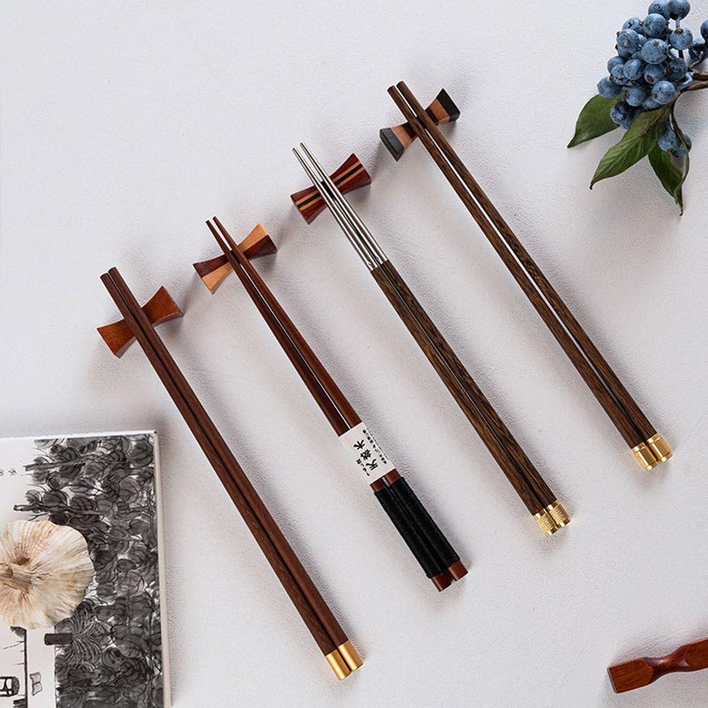 6Pcs Manual Polishing Wooden Fork Kitchen Tableware Chopstick Rest Chopstick Pillow Chopstick Holder