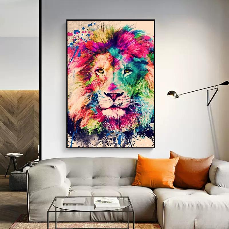 Акварельный тигр, лев, постер с животными, холст, картина, граффити, дикая жизнь, настенная художественная картина для современной гостиной, домашний декор, Cuadros