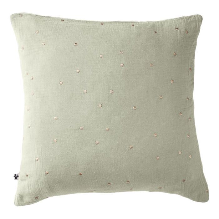 Taie d'oreiller Pois Doré Déco "Gaïa Chic" 60 x 60 cm & 50 x 70 cm "Gaze de Coton" - Gaïa Chic Vert d'eau