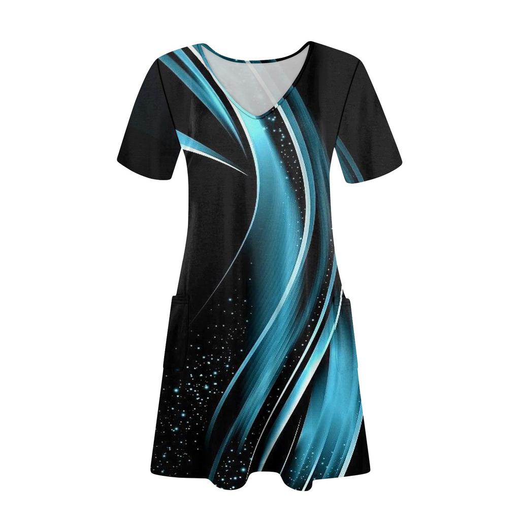 Женский повседневный сарафан с карманами, летнее пляжное платье в стиле бохо, цветочные блузки для женщин, футболки, платья с V-образным вырезом, свободные платья