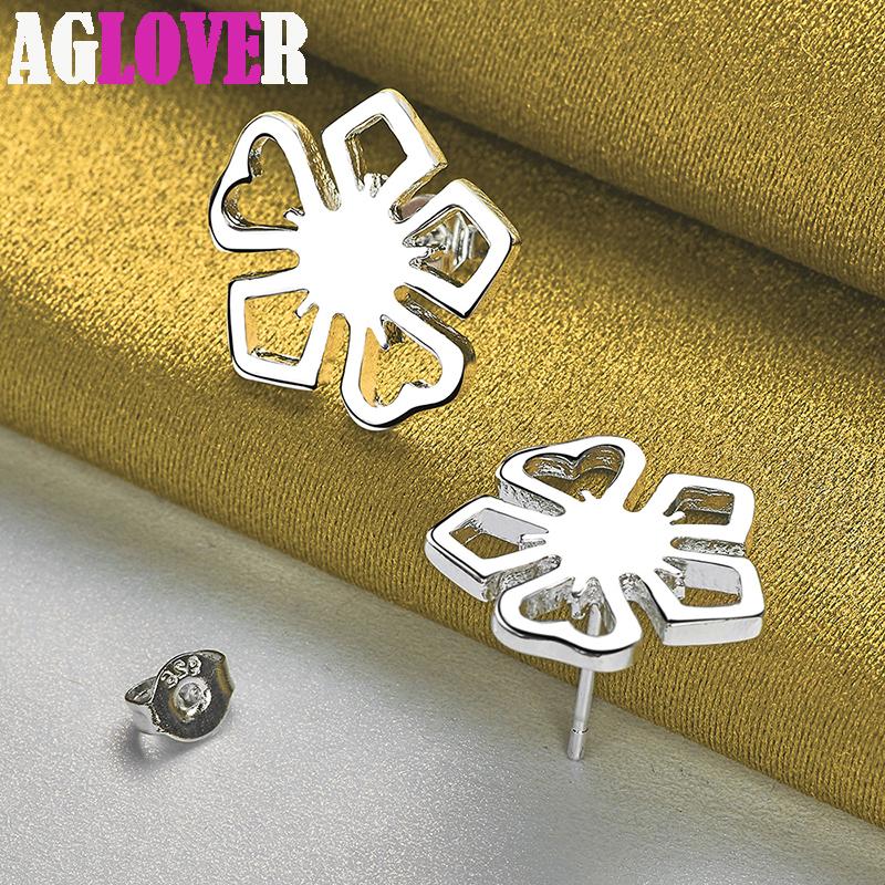 Ювелирные изделия из стерлингового серебра 925 пробы с цветами и серьгами-гвоздиками