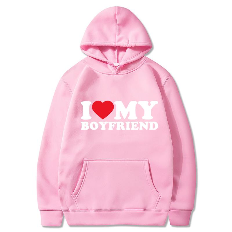 Мужские комплекты с длинными рукавами для пар I Love My Boyfriend Hoodies Sweatparsons Suits Женские толстовки с капюшоном и спортивные штаны Lover Sets