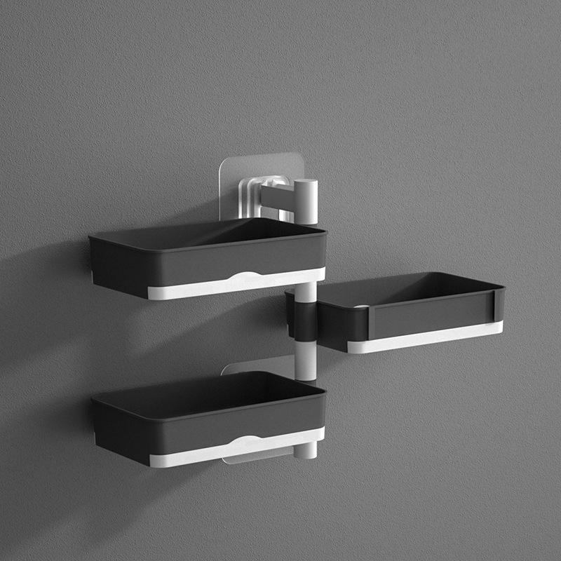 Rotary Soap Box Perforation Free Wall Mounted Drain Storage Rack Multifunction Dry Wet Separation Bathroom Organizer For Home