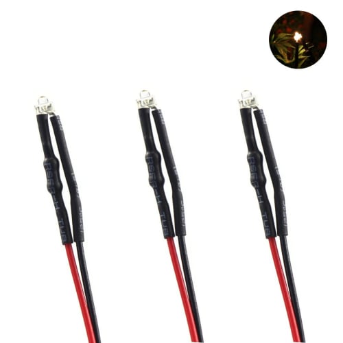 20-Pack 1.8mm Warm White Chip LEDs with Wiring and Resistors for Diorama Lighting, Model Trains, Railways, Buildings, and More