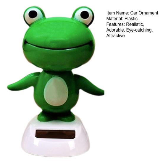 Solar Powered Shaking Head Ornament Dashboard Decoration Cartoon Animal Frog Window Car Dashboard Decor
