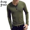 Elastic Mens T-Shirt V-Neck Long Sleeve Men T Shirt For Male Cotton T-Shirts Man Clothing TShirt Top Tees