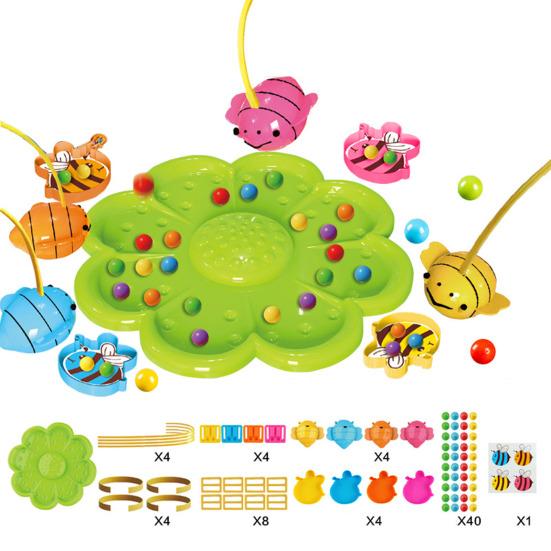 1 Set Bee Bean Picking Fishing Game Magnetic Bead Catcher Tabletop Game with Headband Kids Parents Family Party Interactive Educational Toy