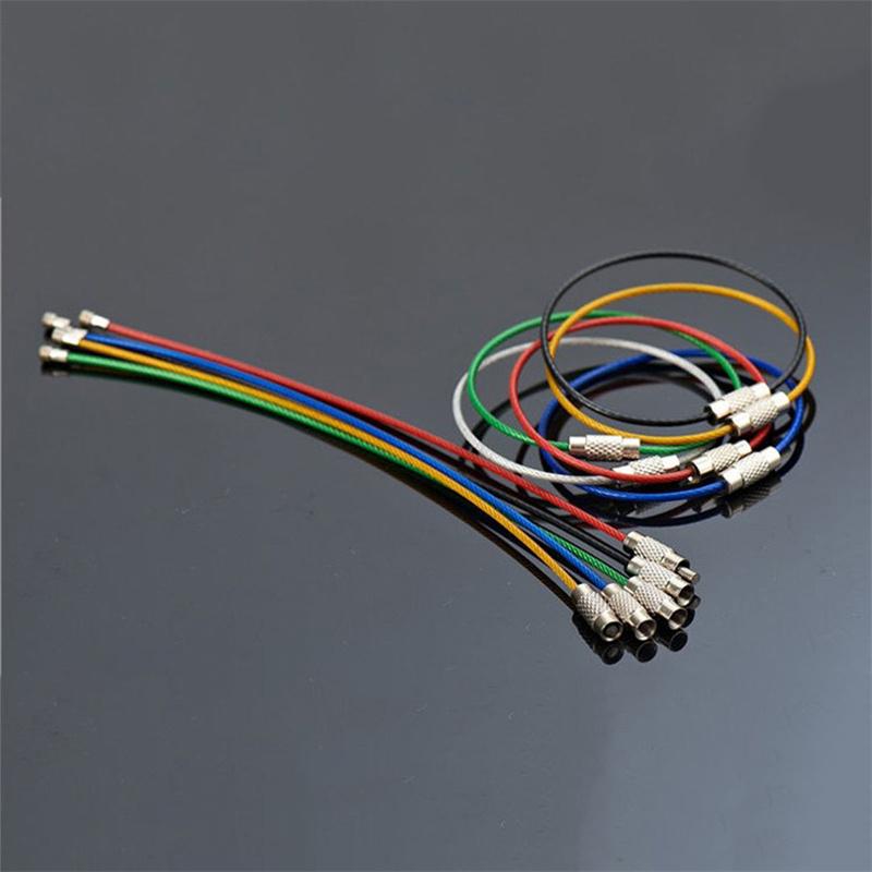 1 Pcs Key Holder Outdoor Tools Wire Keyrings Cable Rope Screw Locking Key Chain